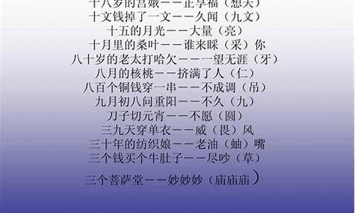 有趣的谐音歇后语大全20个_有趣的谐音歇后语大全20个